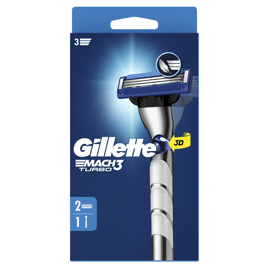 Máquina afeitar GILLETTE Mach3 turbo +2 recambios