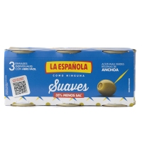 Aceituna rellena de anchoa LA ESPAÑOLA suave lata pack 3x50 g pne.