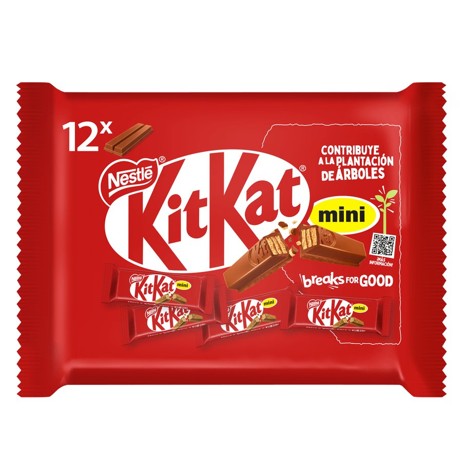Imagen de Chocolatinas NESTLE KIT KAT mini choco leche 12 unidades 200 g