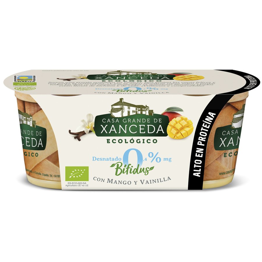 Imagen de Bífidus XANCEDA ecológico desnatado 0,4% con mango y vainilla 2x125 g
