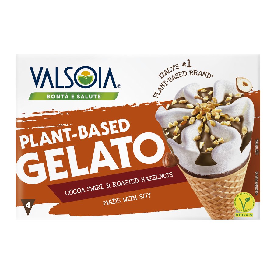 Helado soja VALSOIA cacao cono 4 unidades 300 g