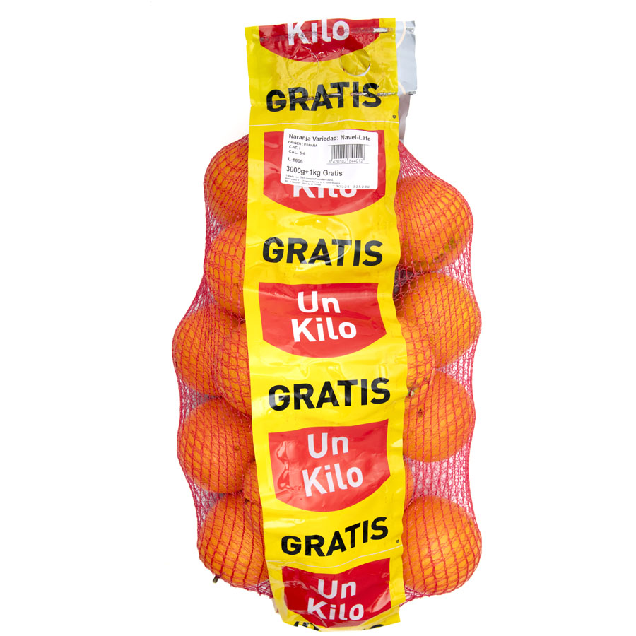 Naranja categoría 1ª malla 3 kg+1 kg gratis