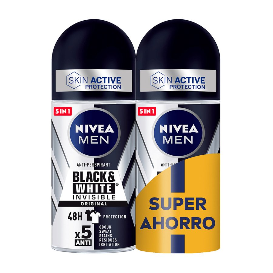 Desodorante NIVEA invisible Black & White men pack 2x50 ml