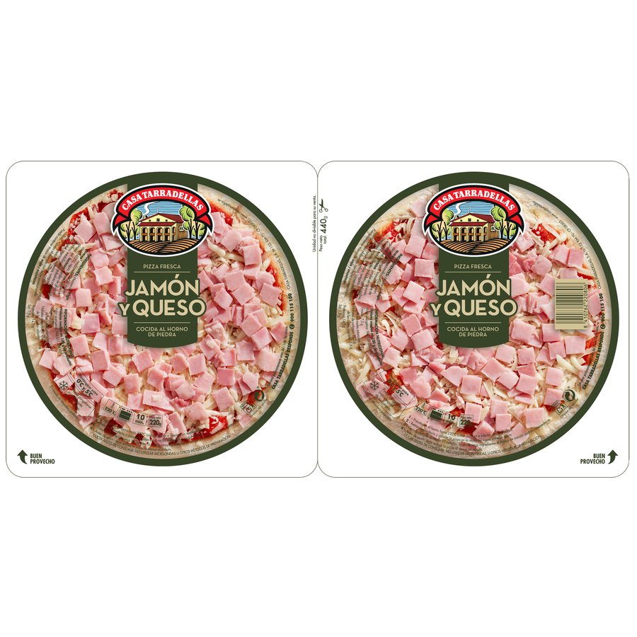 Imagen de Pizza fresca TARRADELLAS jamón y queso 2x220 g