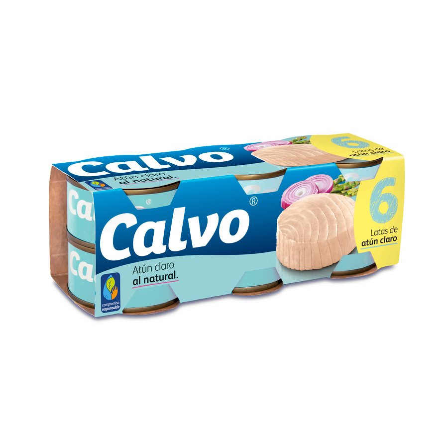 Atún claro al natural CALVO pack 6x56 g pne.