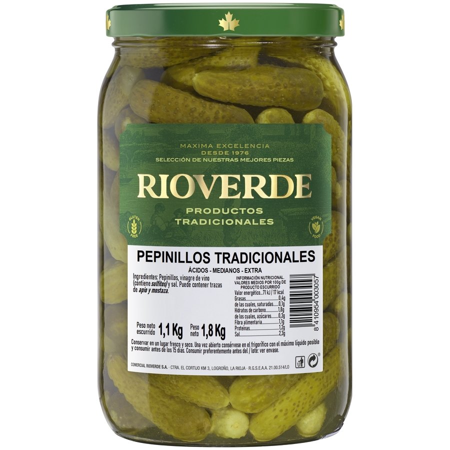 Pepinillos RIOVERDE 60/70 frasco 1100 g pne.