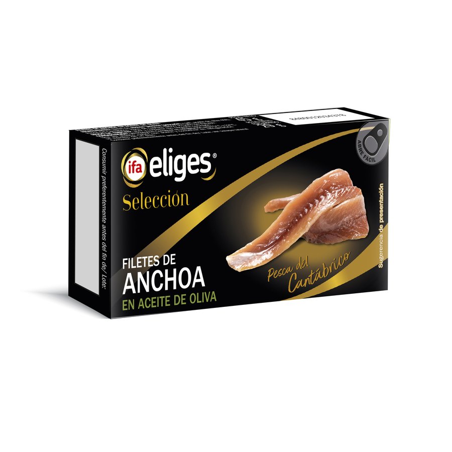 Filetes de anchoa del Cantábrico aceite oliva IFA ELIGES 45 g pn.