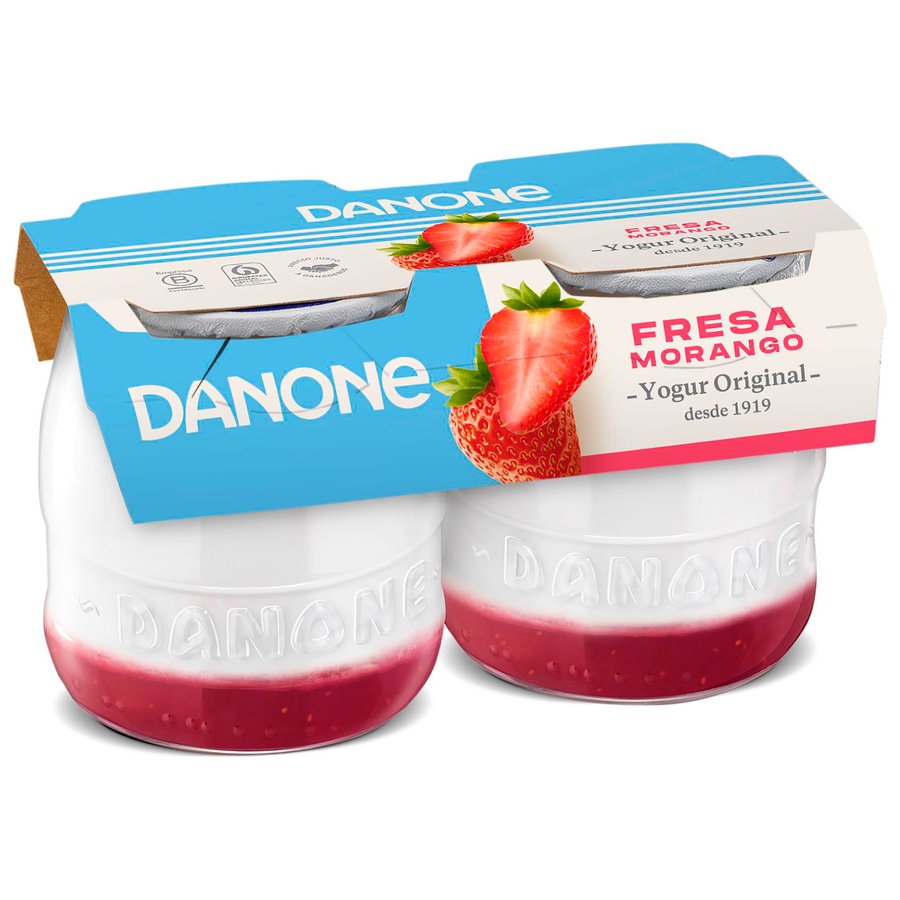 Yogur DANONE original con fresa pack 2x135 g