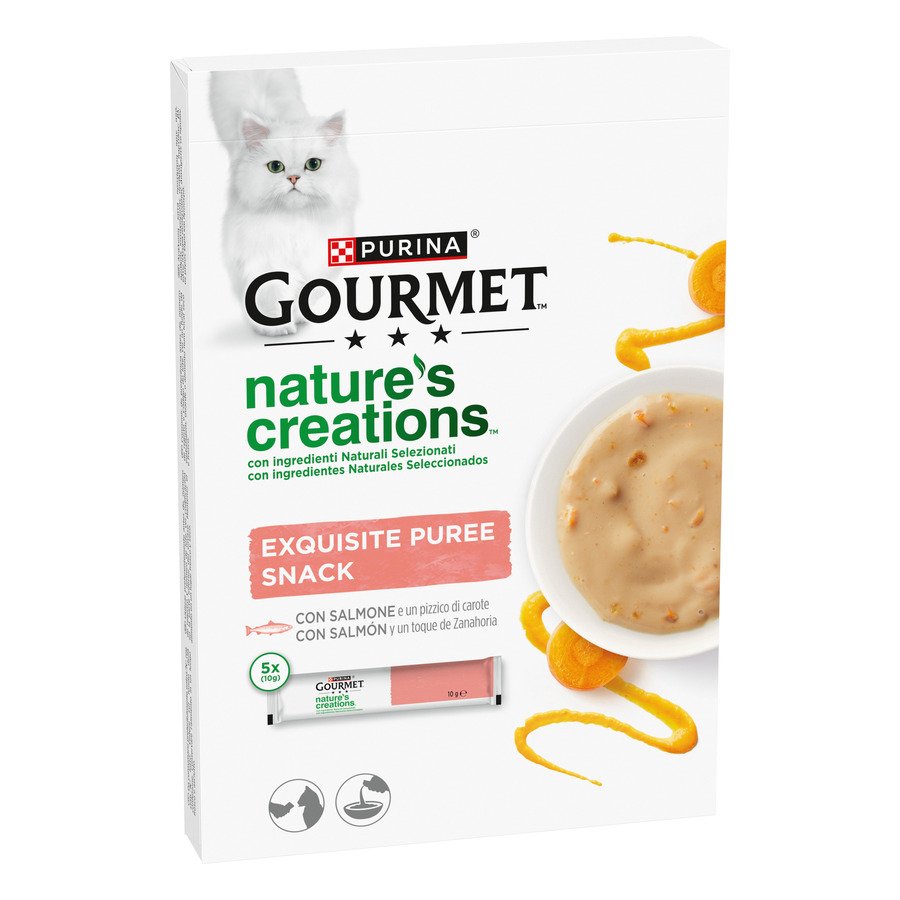 Snack gato PURINA Gourmet puré de salmón 5x10 g