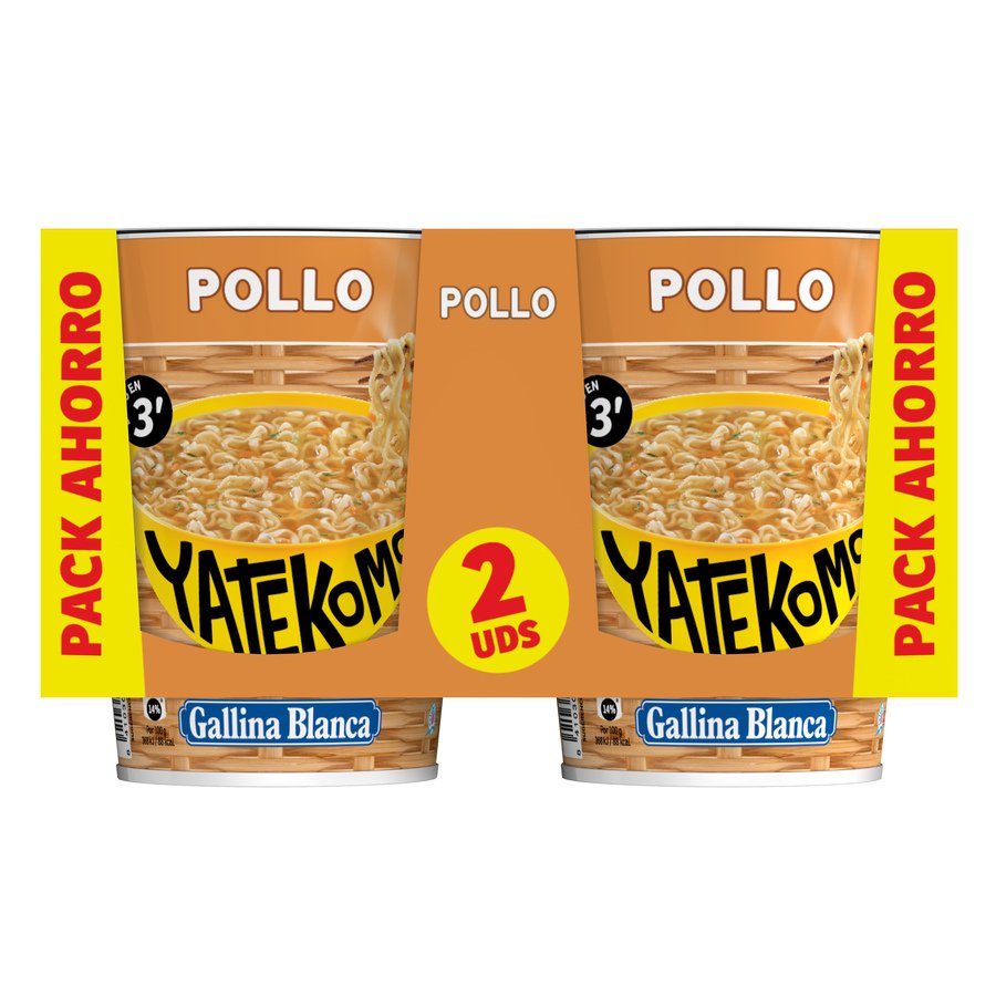 Fideos orientales YATEKOMO pollo vaso 2x60 g