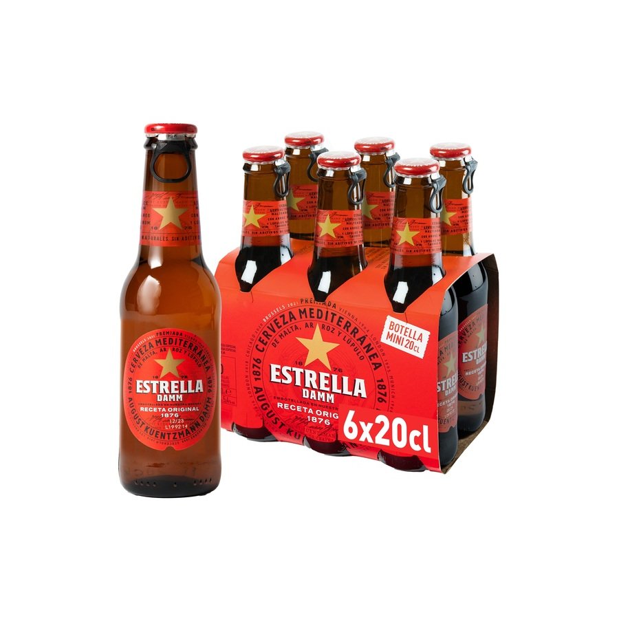Cerveza ESTRELLA DAMM pack 6 x 20 cl