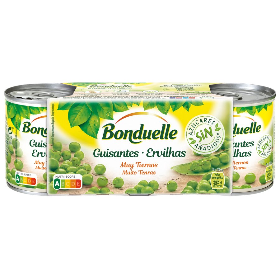 Guisantes BONDUELLE muy tiernos lata pack 3x140 g pne.