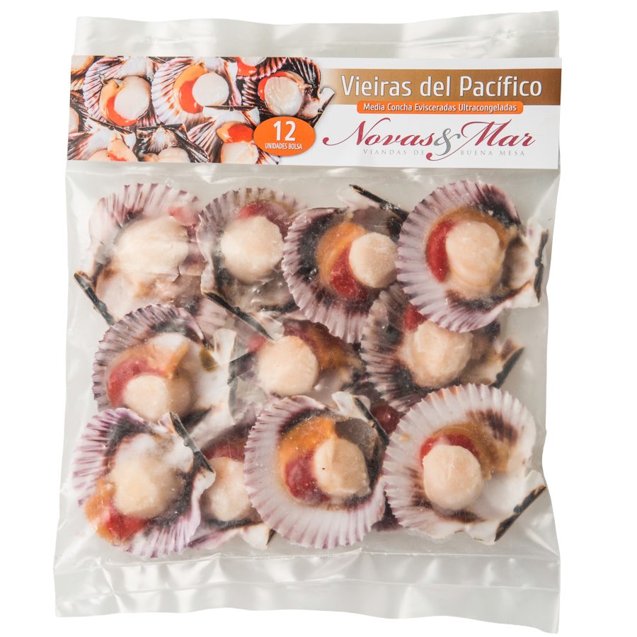 Vieira del Pacífico NOVAS Y MAR media concha bolsa 12 unidades