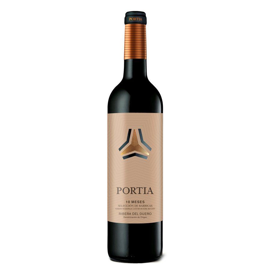 Vino tinto D.O.Ribera del Duero PORTIA 10 meses Selección de barricas botella 75 cl