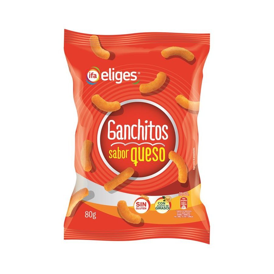 Aperitivos ganchitos sabor queso IFA ELIGES 80 g