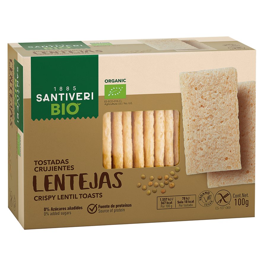 Tostadas lenteja crujientes SANTIVERI Bio 100 g