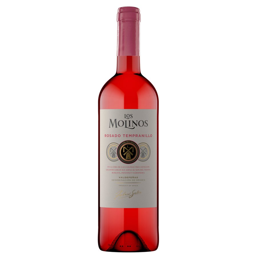 Vino rosado D.O.Valdepeñas LOS MOLINOS botella 75 cl