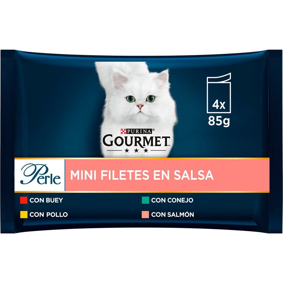 Alimento gato PURINA GOURMET Perle filetes en salsa 4x85 g