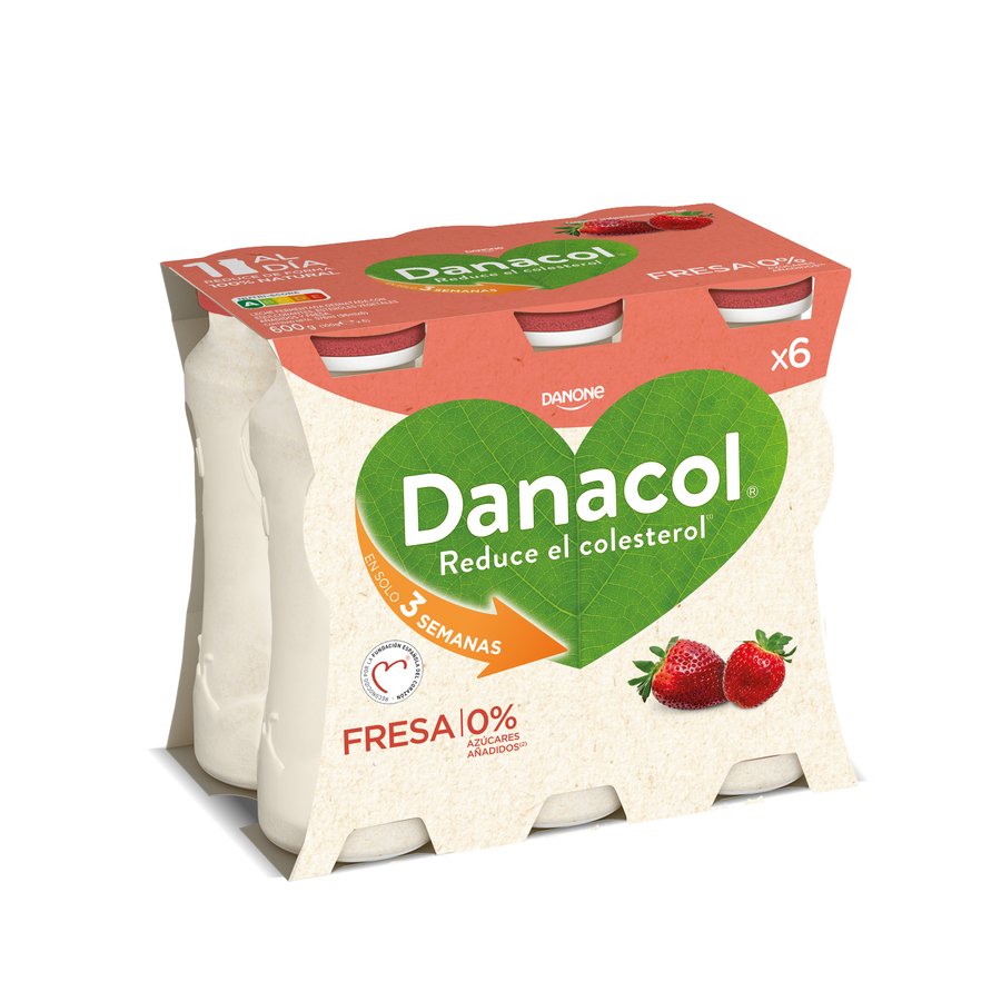 Leche fermentada líquida DANACOL DANONE fresa pack 6x100 g