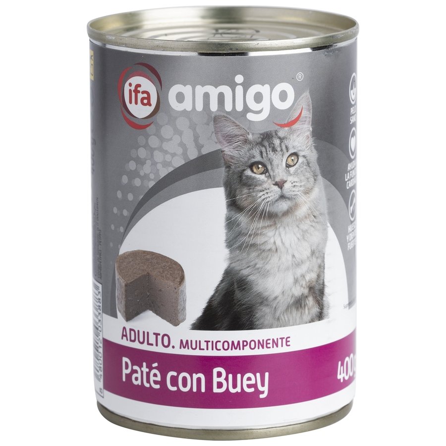 Alimento gato paté buey IFA AMIGO lata 400 g