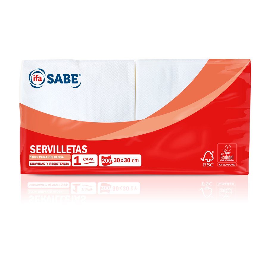 Servilletas blancas 30x30 cm. IFA SABE 200 unidades