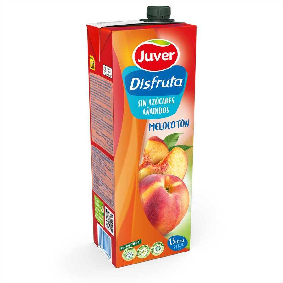 Néctar melocotón JUVER Disfruta sin azúcar añadido 1,5 l