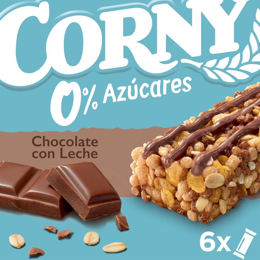 Barritas de cereales CORNY muesly 0% azúcar chocolate 6 x 20 g