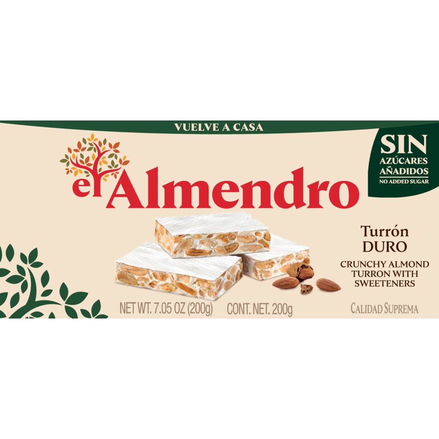Turrón duro EL ALMENDRO sin azúcar tableta 200 g