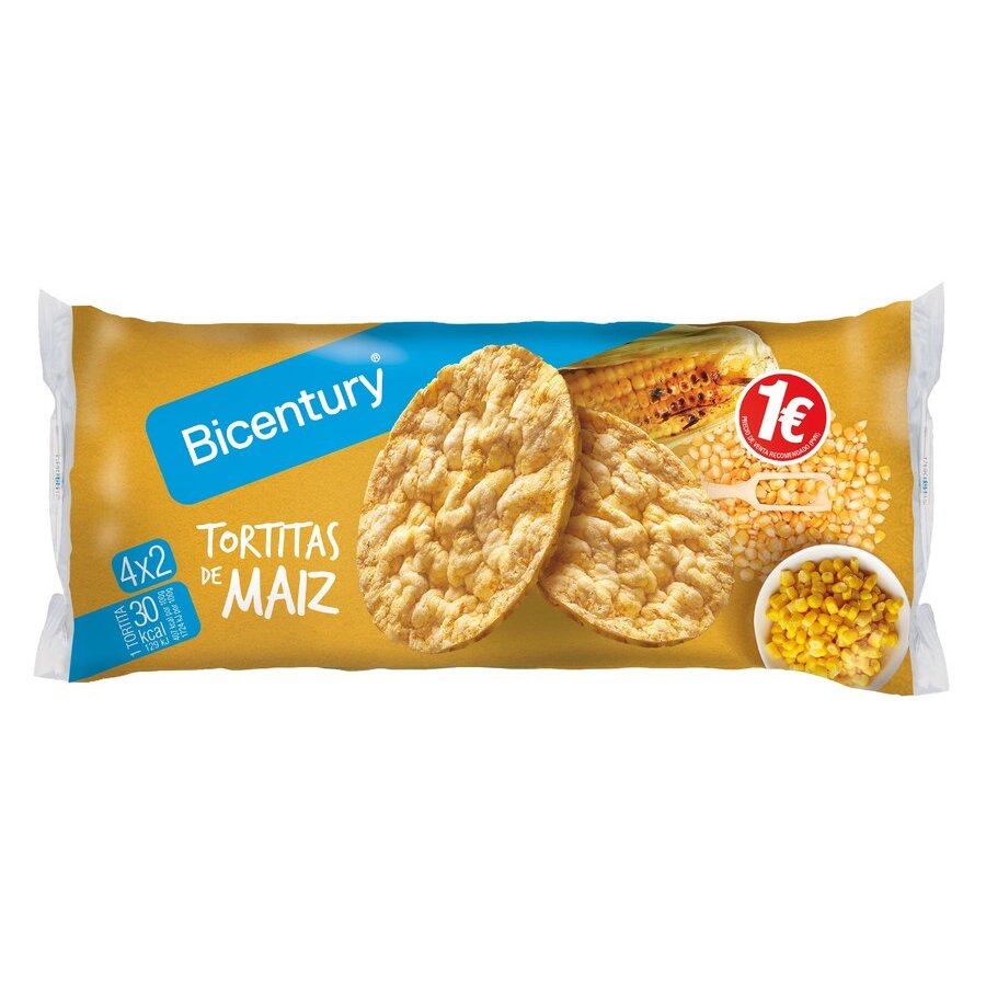 Tortitas de maíz BICENTURY 4 x 2 unidades 60 g