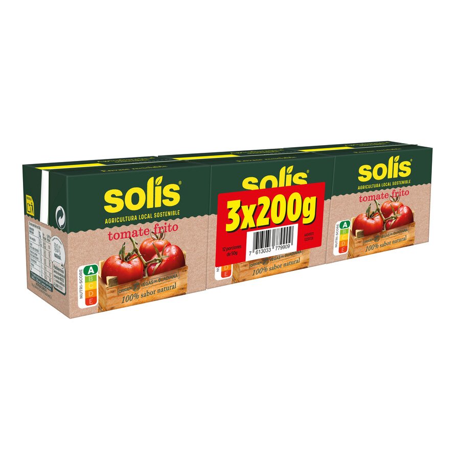 Tomate frito SOLIS brik pack 3x200 g