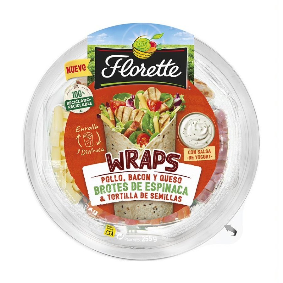 Ensalada completa Wraps espinacas FLORETTE bol 255 g