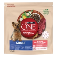 Alimento can mini adulto PURINA ONE boi-arroz 1,5 kg
