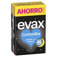 Compresas EVAX cottonlike noche con alas 18 unidades