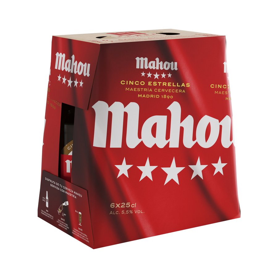 Cerveza MAHOU 5 estrellas pack 6x25 cl