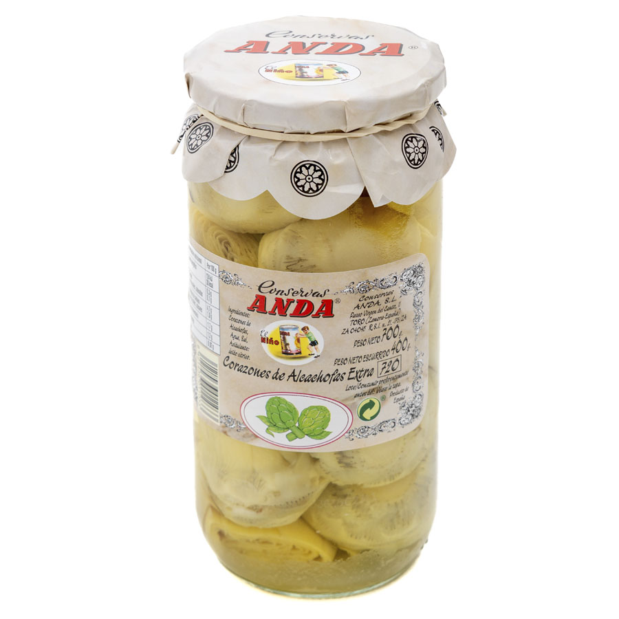 Corazones de alcachofa ANDA extra frasco 400 g pne.