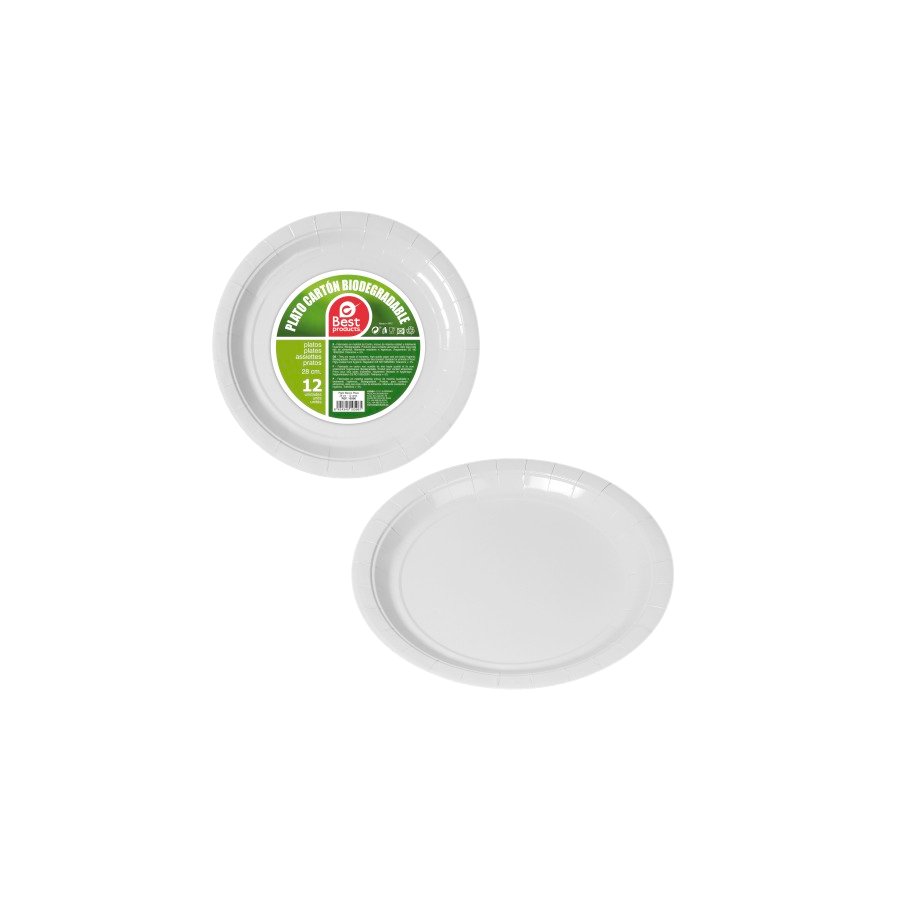 12 Platos carton pizza BEST biodegradables 28 cm