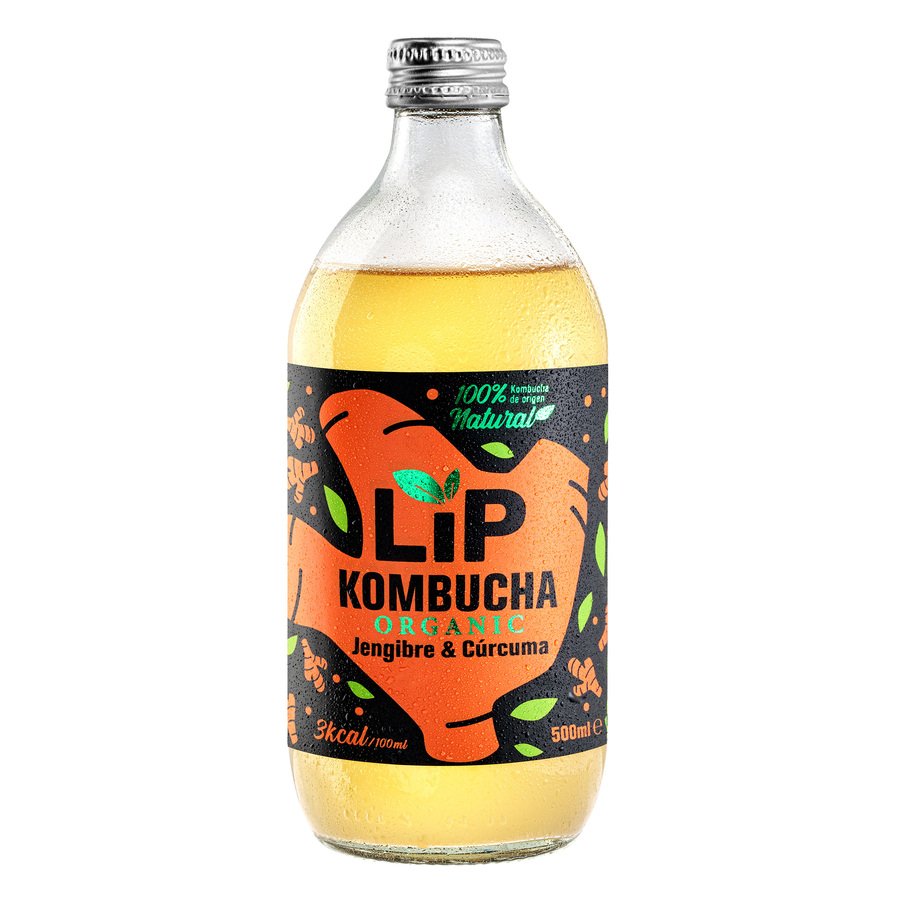 Kombucha organic Jengibre&Cúrcuma LIP botella 50 cl