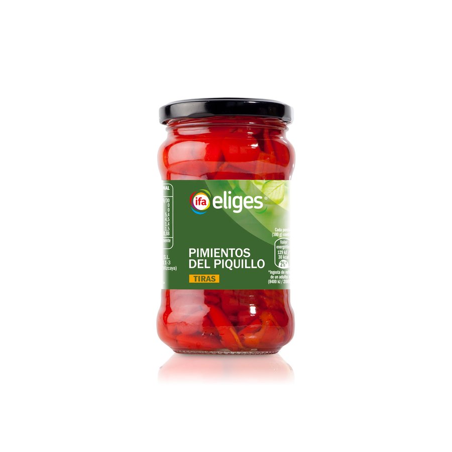 Pimientos piquillo tiras IFA ELIGES frasco 220 g pne.