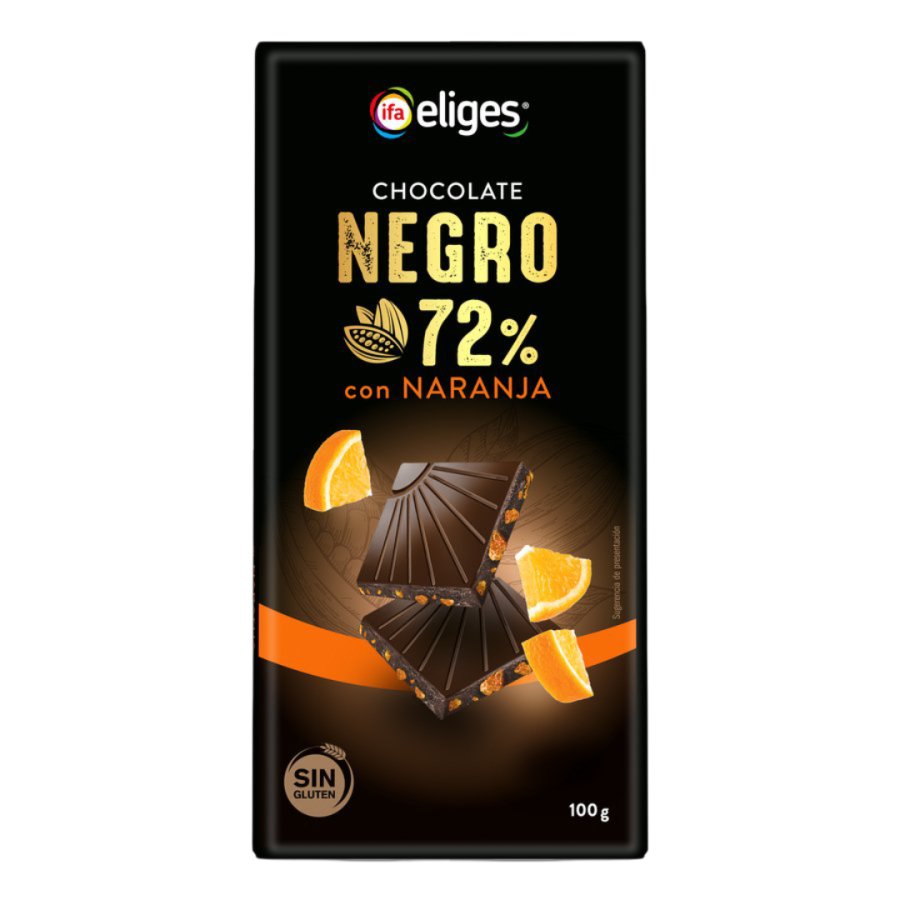 Chocolate negro IFA ELIGES 72% cacao con naranja tableta 100 g
