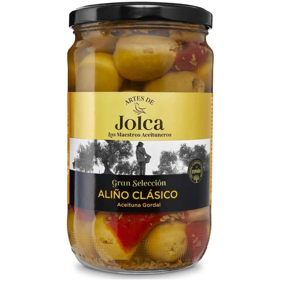 Aceituna gordal JOLCA sin hueso aliñada frasco 360 g pne.
