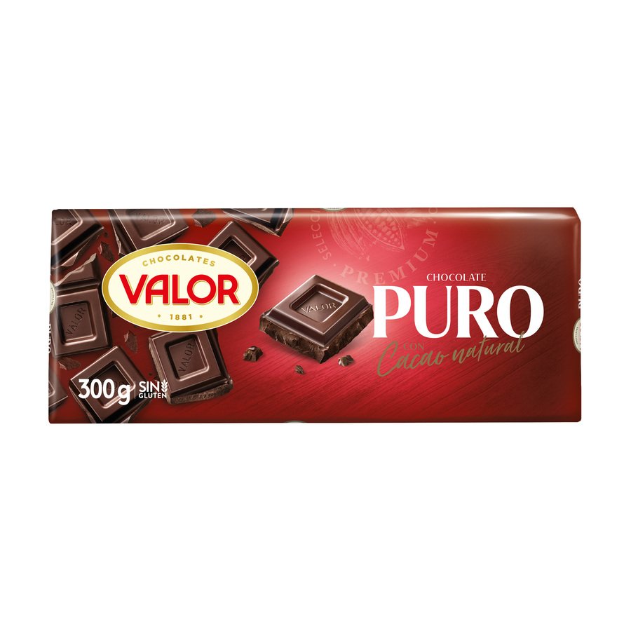 Chocolate negro VALOR Puro sin gluten tableta 300 g
