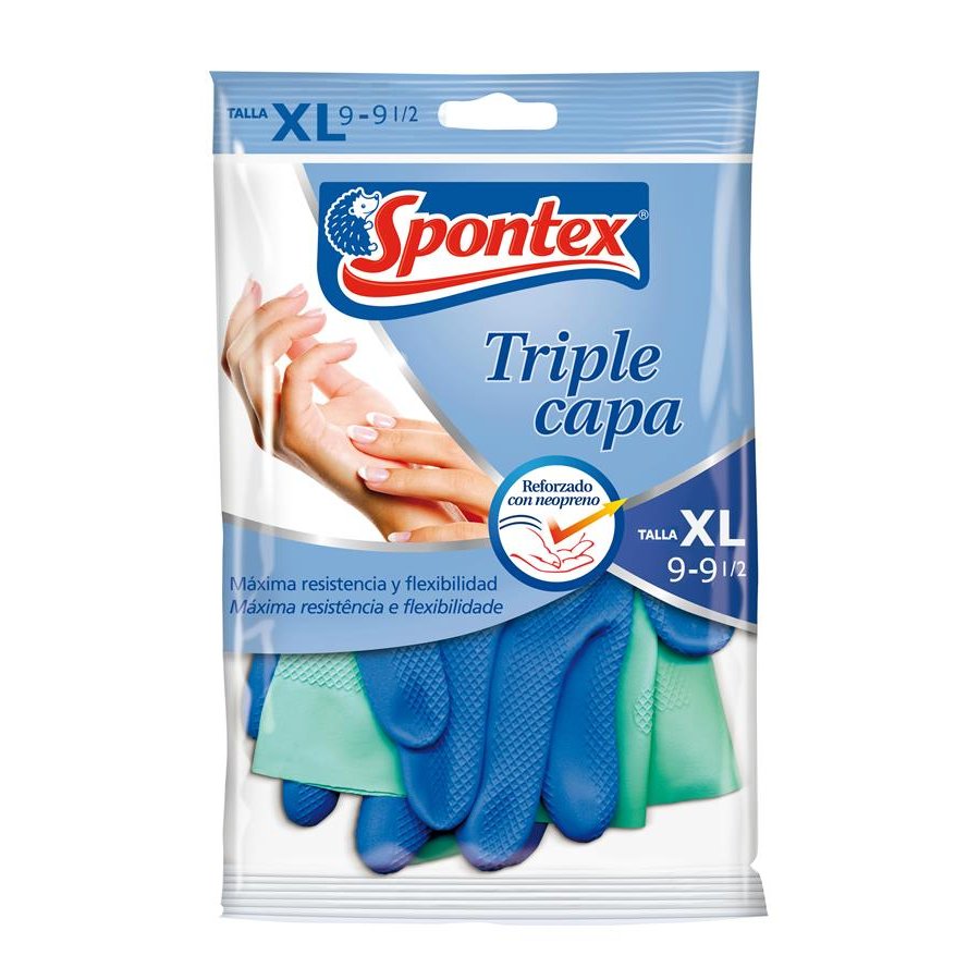 Guantes goma SPONTEX triple capa talla grande