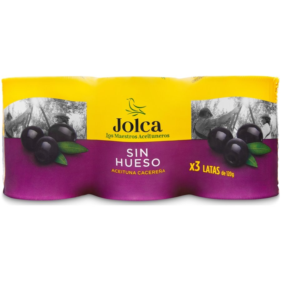 Aceituna negra JOLCA sin hueso pack 3x50 g pne.