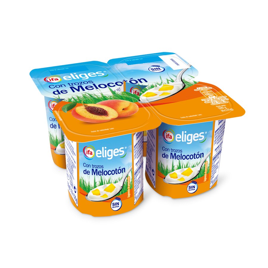 Yogur con trozos de melocotón IFA ELIGES 4X125 pack 4x125 g