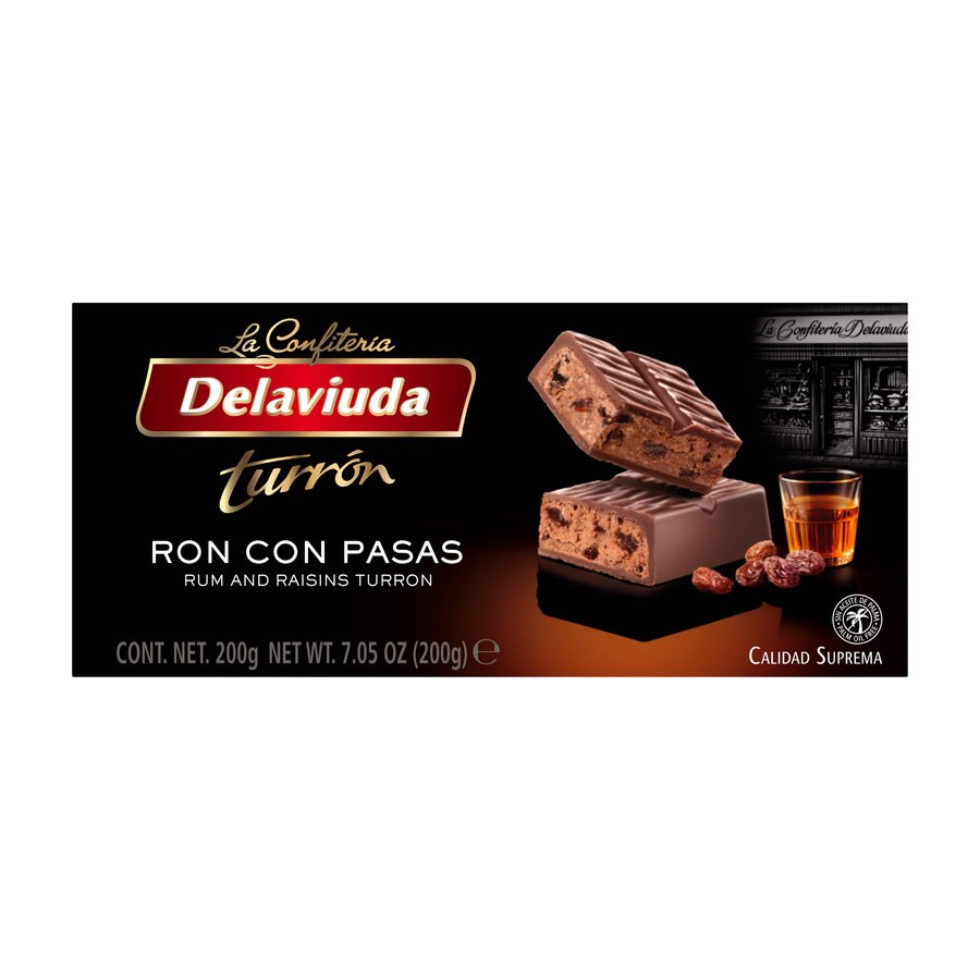 Turrón ron con pasas DELAVIUDA 200 g