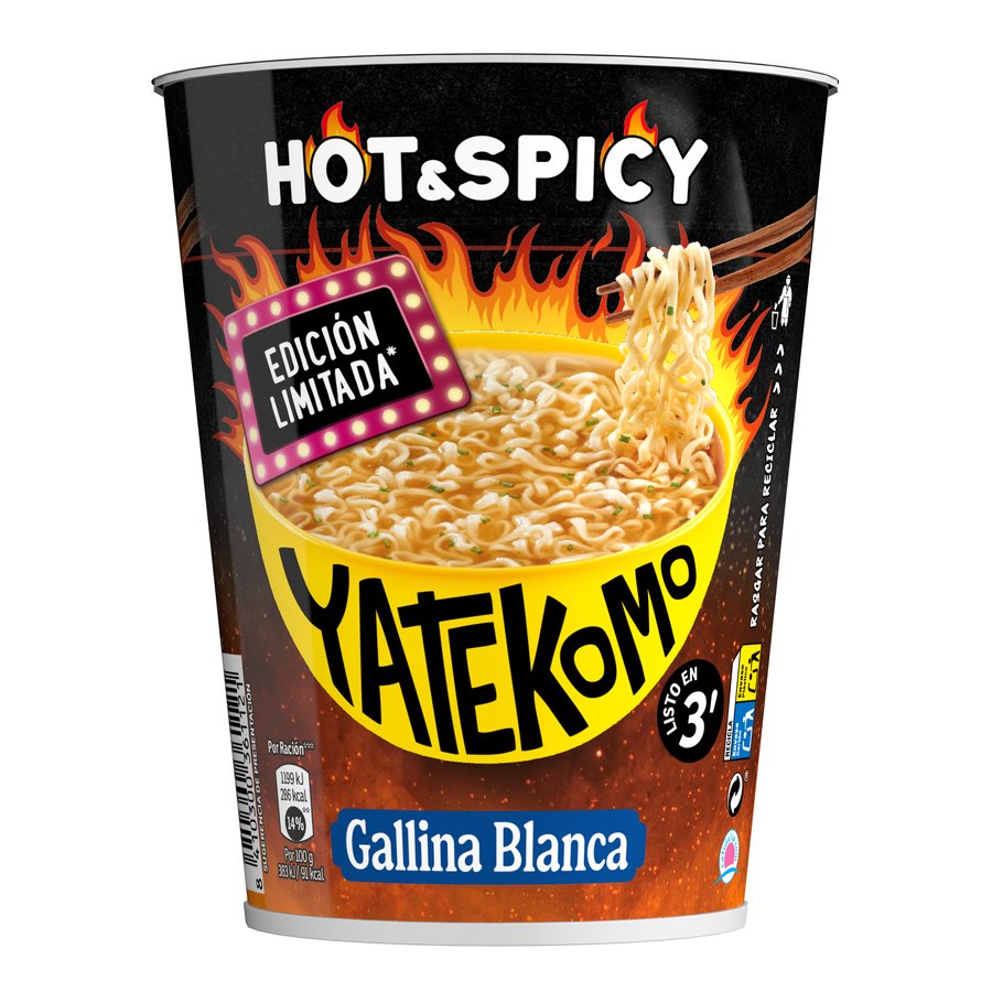 Fideos orientales YATEKOMO Hot&Spicy vaso 60 g