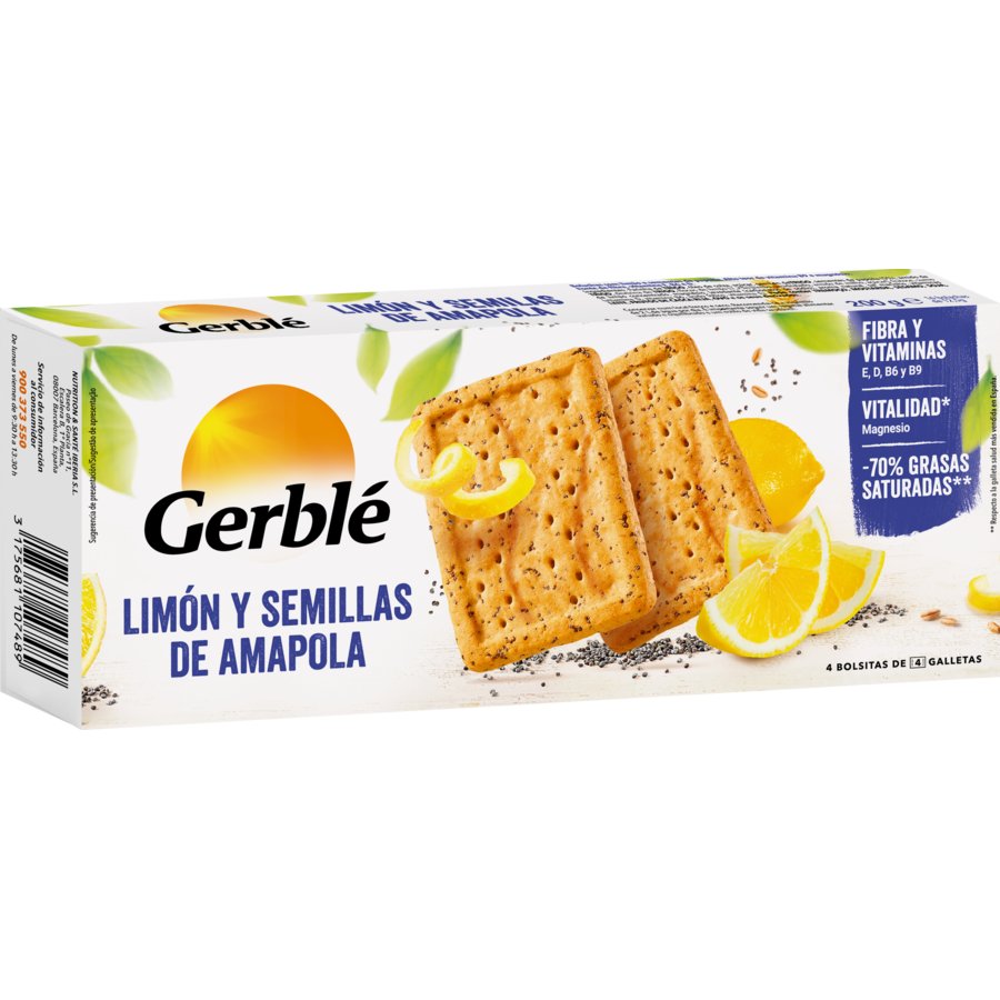 Galletas limón y semillas amapola GERBLE 200 g