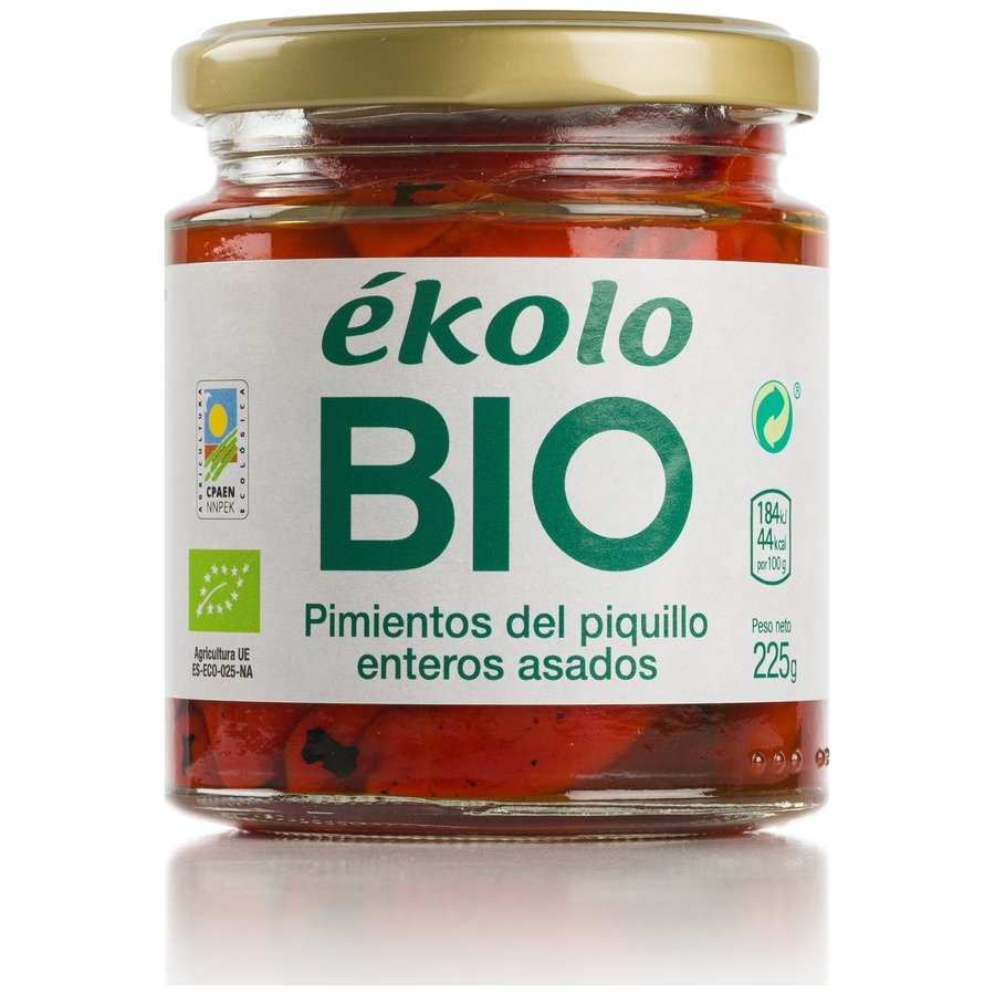 Pimientos piquillo enteros EKOLO bio extra frasco 200 g pne.