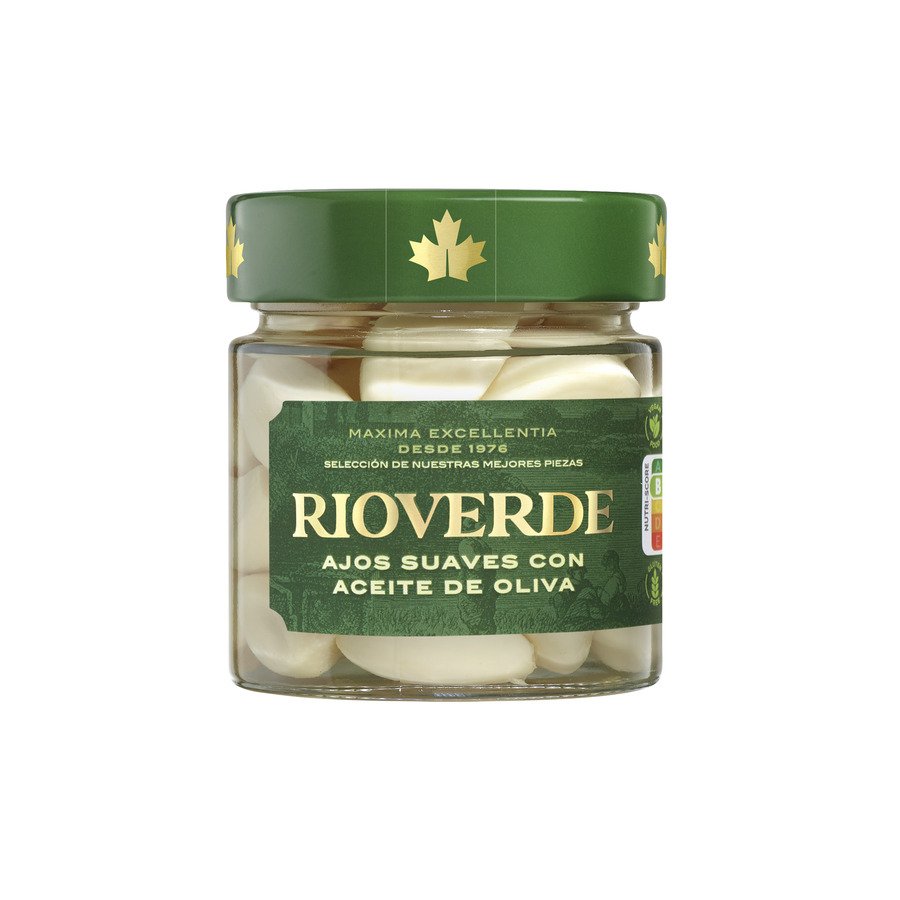 Ajos suaves RIOVERDE con aceite de oliva frasco 200 g pn.