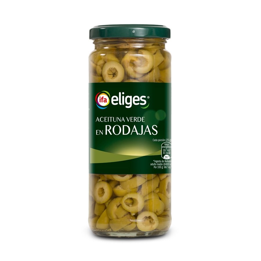 Aceituna verde IFA ELIGES en rodajas frasco 130 g pne.